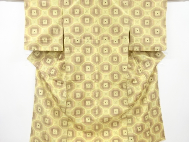 JAPANESE KIMONO / ANTIQUE KIMONO / SILK / TOKAMACHI TSUMUGI / WOVEN GEOMETRIC